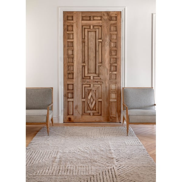 Světle hnědý pratelný ručně tkaný vlněný koberec 170x240 cm Golden Coffee – Lorena Canals-image-1