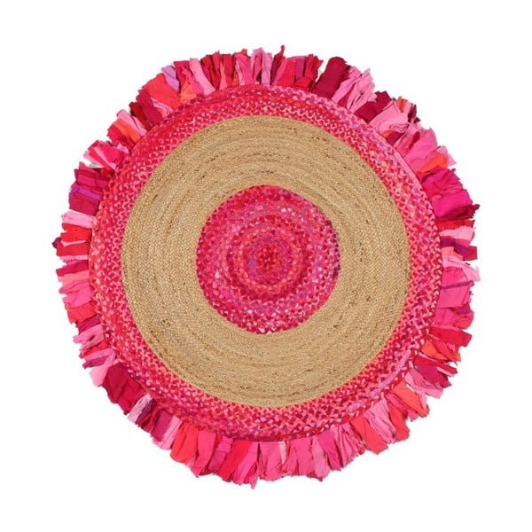 Kruhový koberec z juty a bavlny Eco Rugs Girl Power, Ø 150 cm