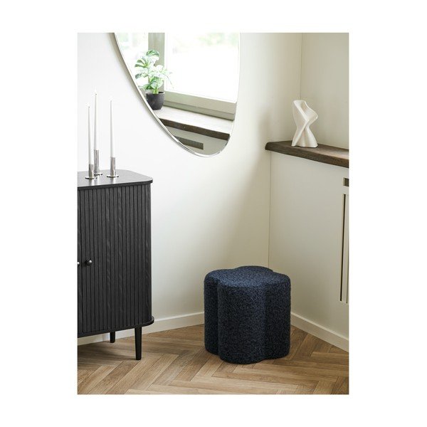 Tmavě modrý taburet z textilie bouclé Durban – House Nordic-image-2