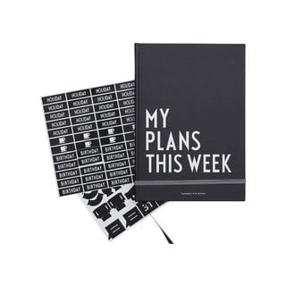Černý týdenní plánovač Design Letters Plans