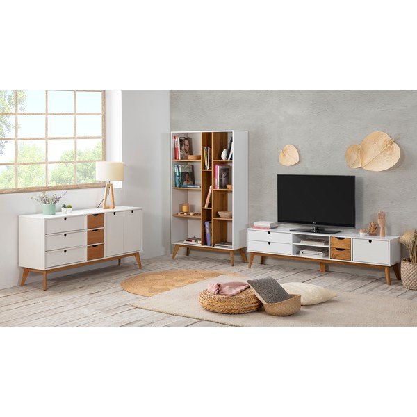 Televizní stolek s bílými detaily Marckeric Mila, 180 x 37 cm-image-1