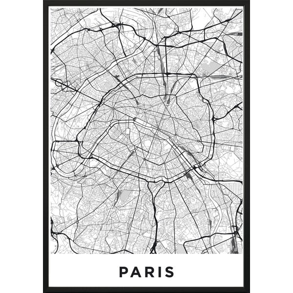 Nástěnný plakát v rámu MAP/PARIS/NO2, 70 x 100 cm