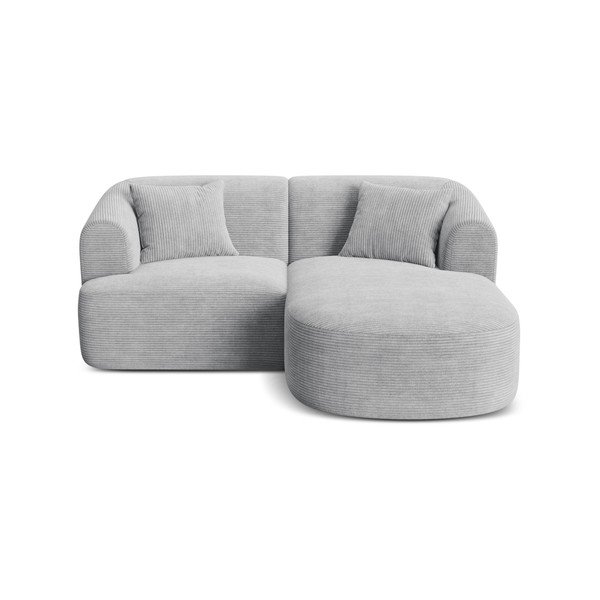 Světle šedá manšestrová rohová pohovka (pravý roh/s lenoškou) Campi – Cosmopolitan Design