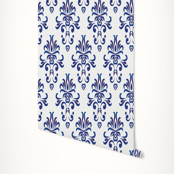 Modro-bílá samolepicí tapeta LineArtistica Grace, 60 x 300 cm