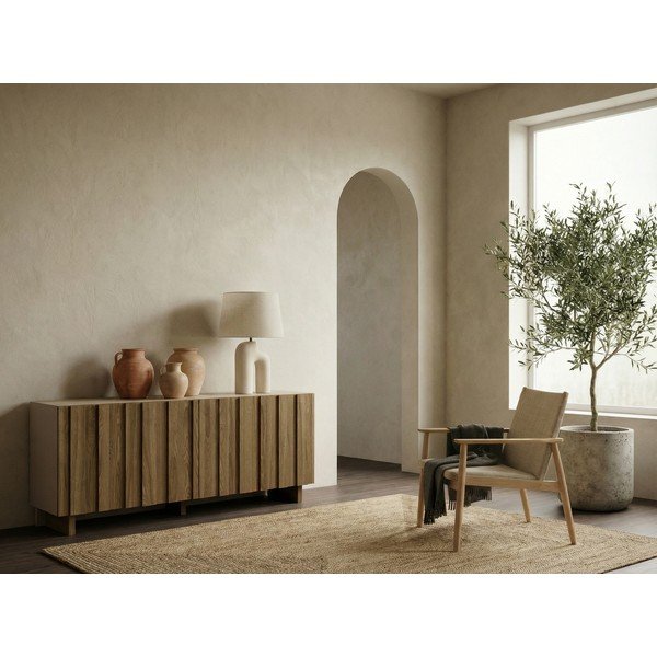 Krémová/v přírodní barvě komoda z borovicového dřeva 180x78x43 cm Marlo – Marckeric-image-1