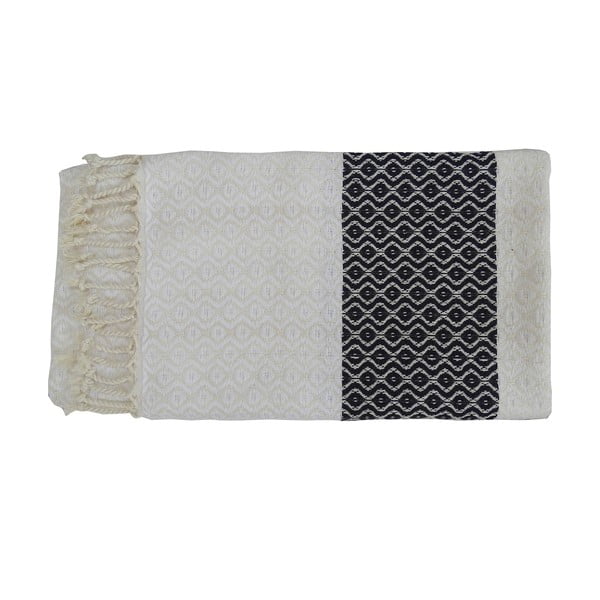 Černo-bílá ručně tkaná osuška z prémiové bavlny Homemania Oasa Hammam, 100 x 180 cm