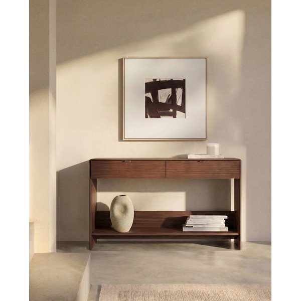 Komoda v dekoru ořechu v tmavě přírodní barvě 120x81x35 cm Norlen – Kave Home-image-2
