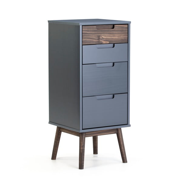 Antracitová/tmavě hnědá vysoká komoda z borovicového dřeva 40x94 cm Nussa – Marckeric-image-3