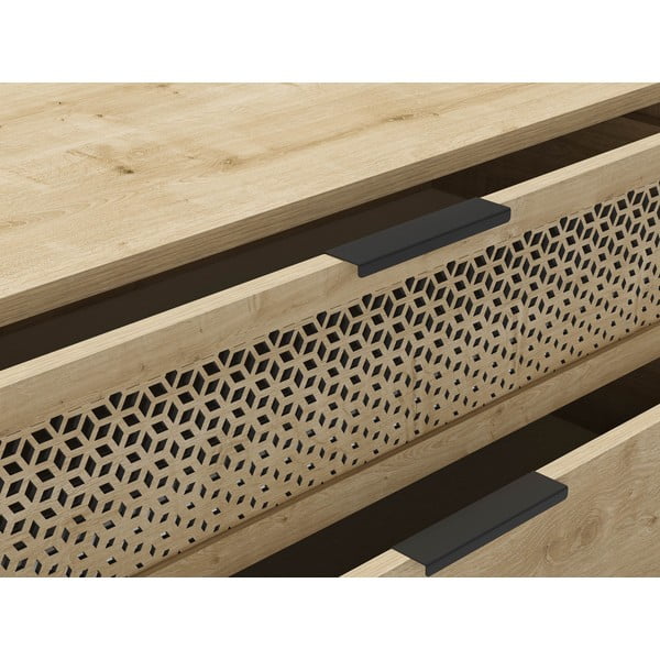 Nízká komoda v dekoru dubu v přírodní barvě 90x80 cm Inca – Marckeric-image-4