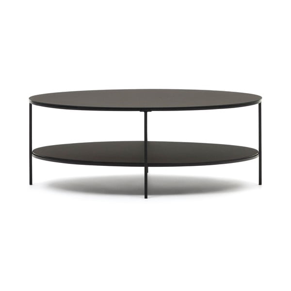 Černý konferenční stolek se skleněnou deskou 65x110 cm Fideia – Kave Home-image-2