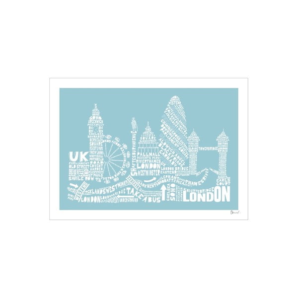 Plakát London Blue&White, 50x70 cm