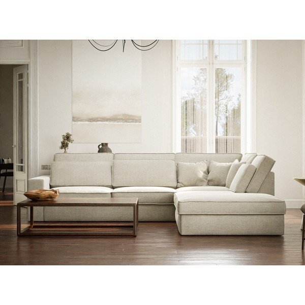 Šedobéžová žinylková rohová pohovka (pravý roh/do L) Kirou – Maison de Rêve-image-4