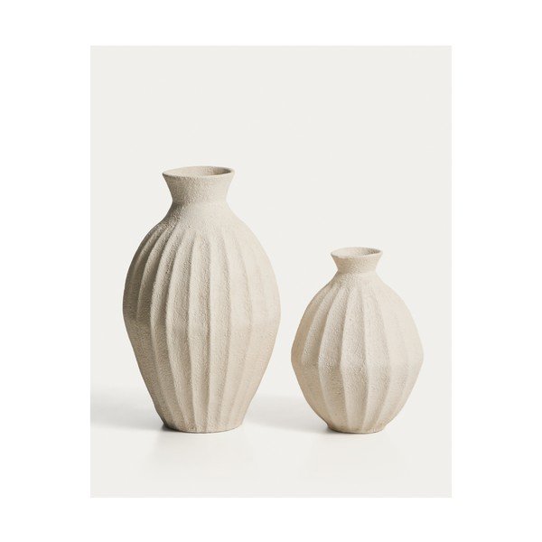 Krémová ručně vyrobená/vysoká váza z papírmaše (výška 67 cm) Arquena – Kave Home-image-1