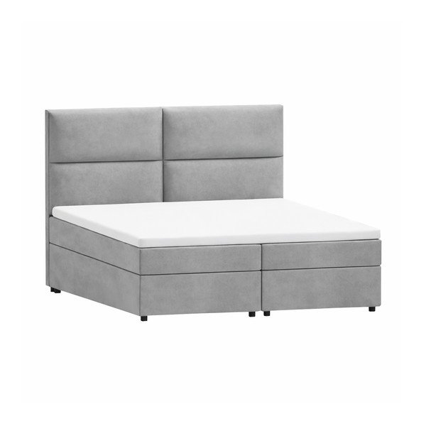 Světle šedá boxspring postel s úložným prostorem 160x200 cm Rico – Ropez