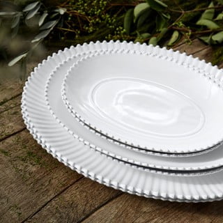 Bílý servírovací talíř z kameniny 37x51 cm Pearl – Costa Nova