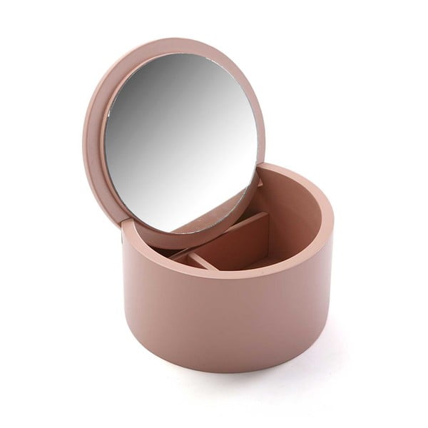 Růžový dřevěný box na šperky Versa Pinky, ø 14 cm-image-1