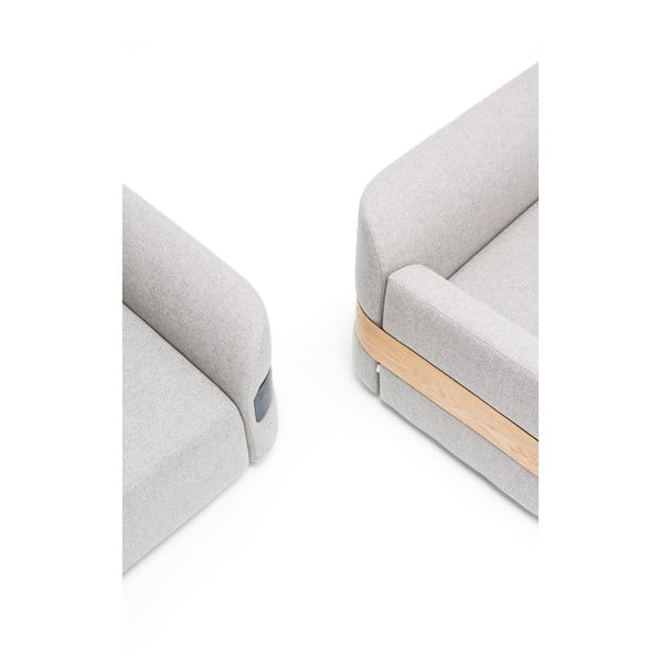 Světle šedý modul pohovky (levý roh) ze směsi vlny a lnu Hugg – Gazzda-image-4