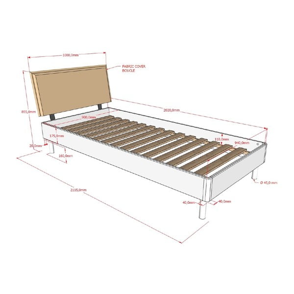 Jednolůžková postel z dubového dřeva s roštem 90x200 cm v přírodní barvě Forrest – Vipack-image-3