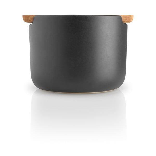 Černá kameninová dóza na sůl s dřevěným víkem Eva Solo Nordic-image-1