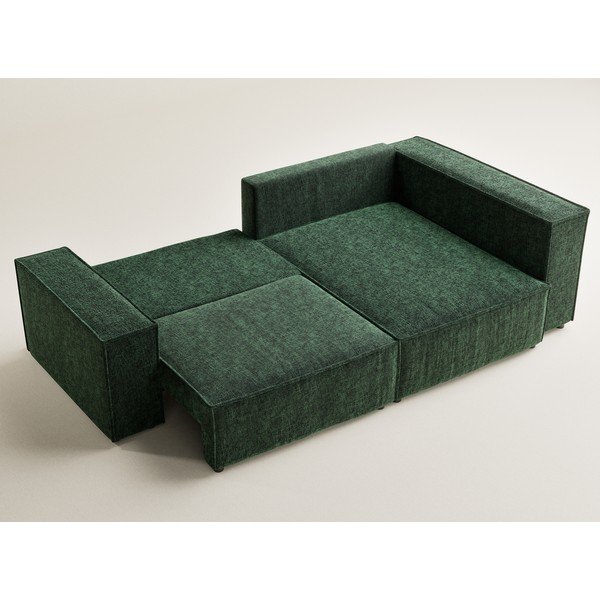 Tmavě zelená žinylková rozkládací/s úložným prostorem rohová pohovka (pravý roh/do L) Tonga – Maison de Rêve-image-3