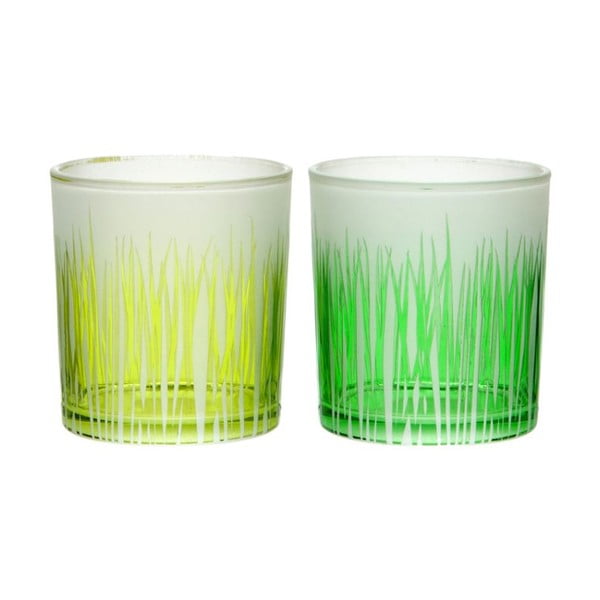 Sada 2ks svícnů Grass Glass, 7x8 cm