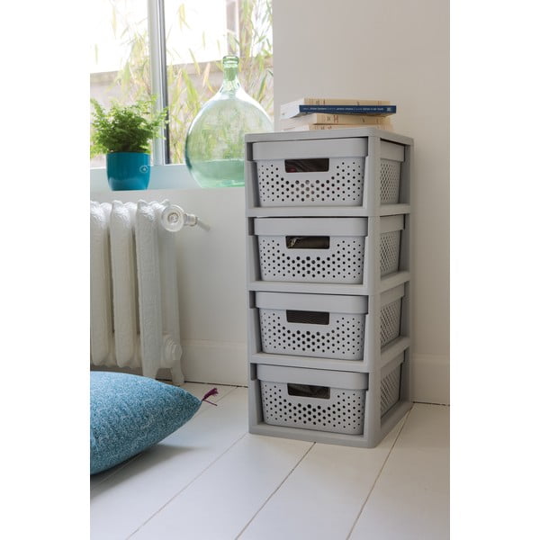 Šedý plastový pojízdný regál 29,5x65,5 cm Infinity – Curver-image-2