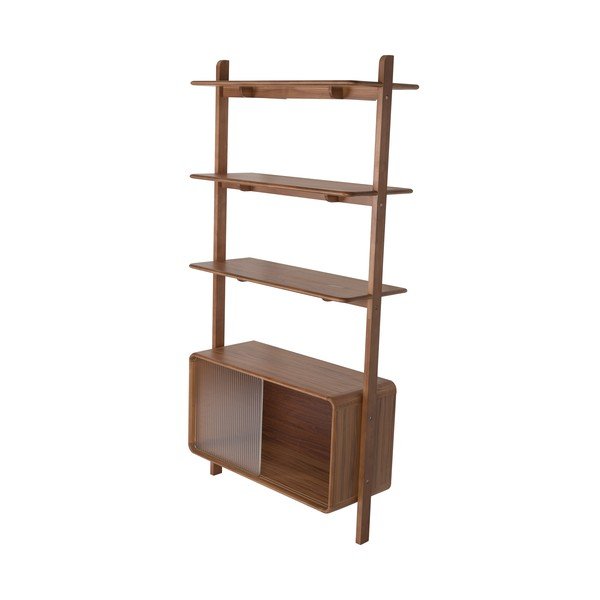 Hnědá knihovna z jasanového dřeva s posuvnými dveřmi 90x180x35 cm Rise – Zuiver-image-2