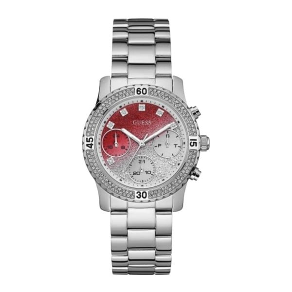 Dámské hodinky ve stříbrné barvě s páskem z nerezové oceli Guess W0774L7