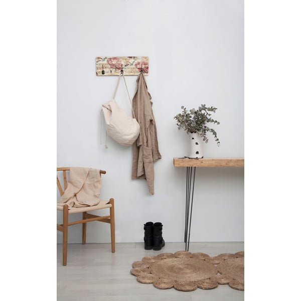 Nástěnný věšák z borovicového dřeva Tierra Bella White Flowers, 50 x 20 cm-image-1