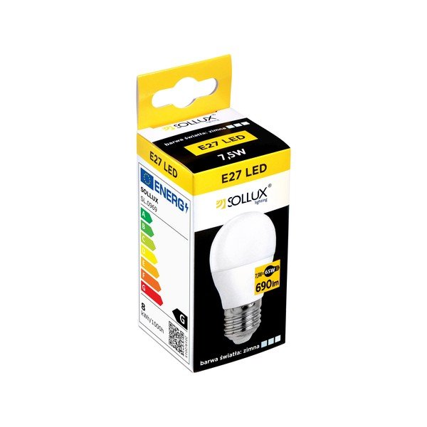 Neutrální bílá LED žárovka E27, 7,5 W – Sollux-image-1