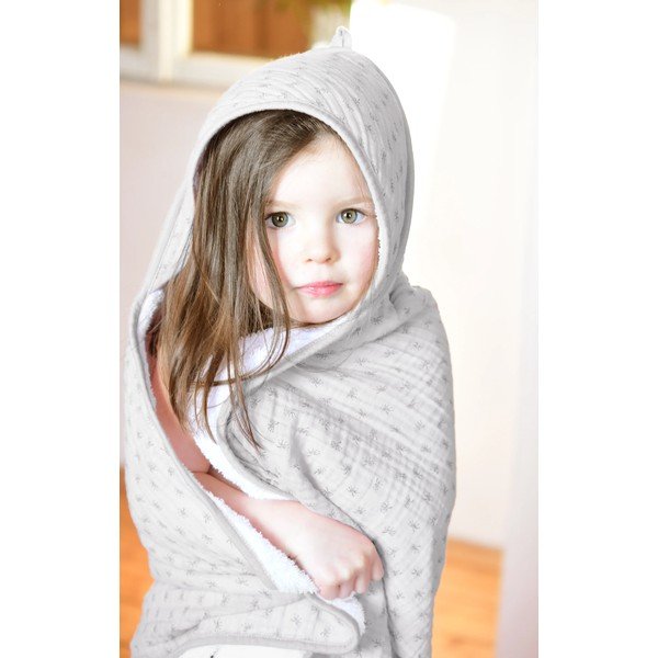 Světle šedá bavlněná dětská osuška s kapucí 80x80 cm Lil Planet – Roba-image-2