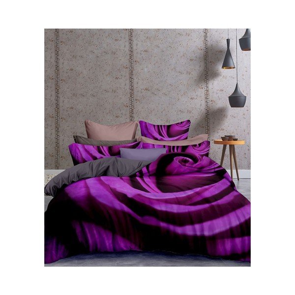 Fialové povlečení z mikrovlákna na jednolůžko DecoKing Omorfi, 155 x 220 cm-image-1