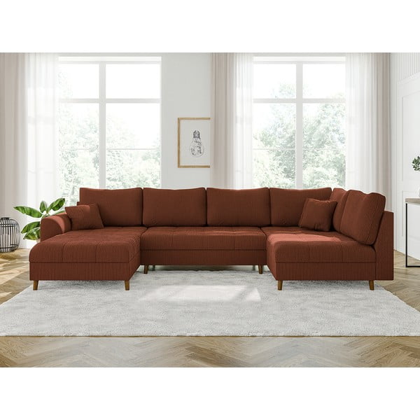 Manšestrová rohová pohovka v cihlové barvě (levý roh) Ariella – Ropez-image-1