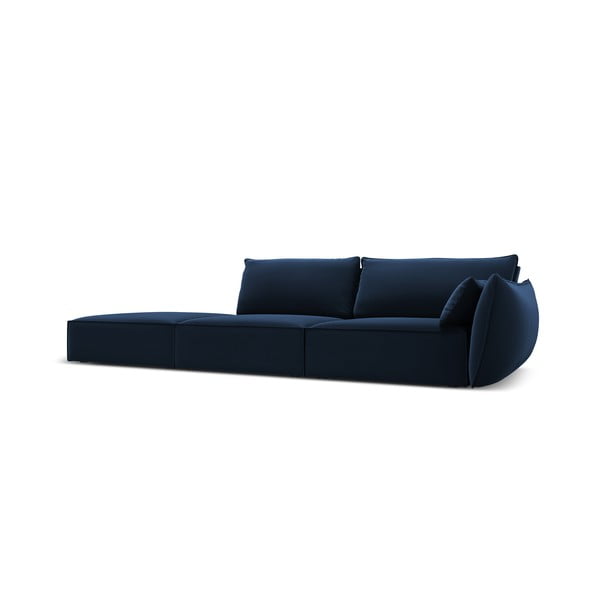 Tmavě modrá sametová pohovka pravý roh 264 cm Vanda – Mazzini Sofas-image-2