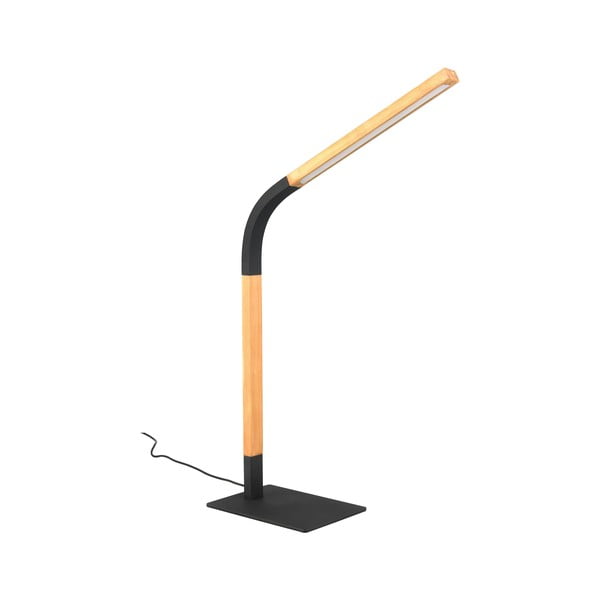 LED stmívatelná stolní lampa v černé a přírodní barvě s dřevěným stínidlem (výška 73,5 cm) Norris – Trio-image-2