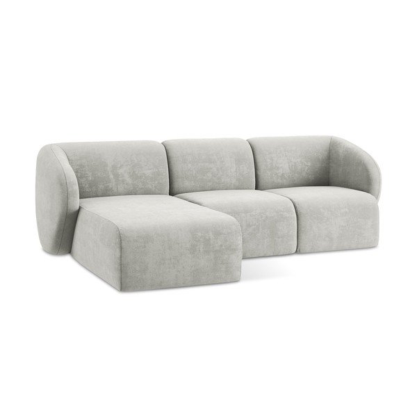 Světle šedá žinylková rohová pohovka (levý roh/s lenoškou) Lani – Makamii-image-4