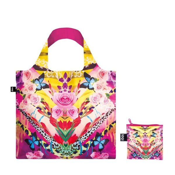Skládací nákupní taška s kapsičkou LOQI Flower Dream