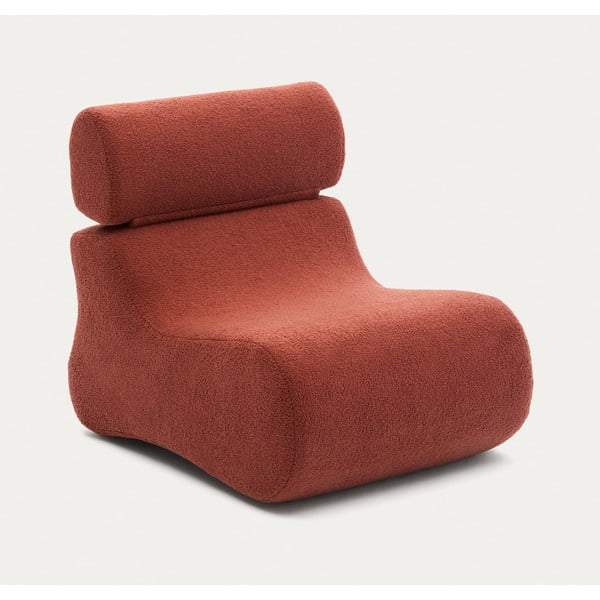 Křeslo v terakotové barvě z textilie bouclé Club – Kave Home-image-3