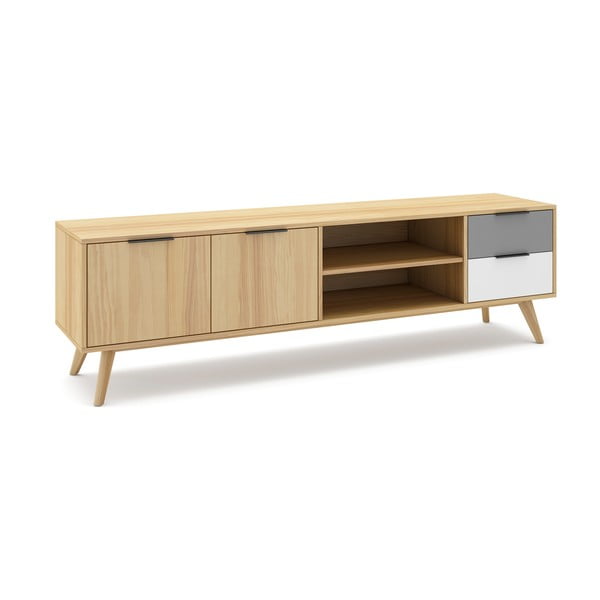 TV stolek z borovicového dřeva v přírodní barvě 180x53 cm Elfa – Marckeric-image-3