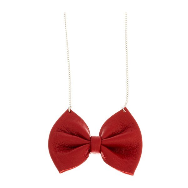 Náhrdelník Leather Bow Red