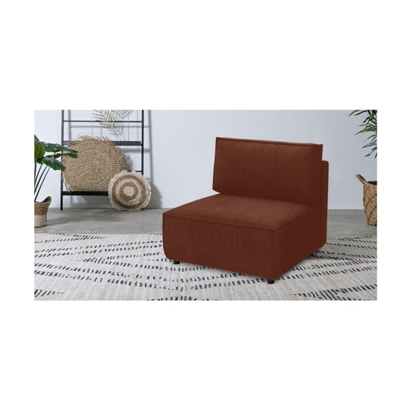 Manšestrový modul pohovky v cihlové barvě, středový díl Nihad modular – Bobochic Paris-image-1