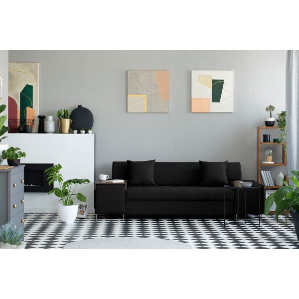 Černá pohovka s nohami ve stříbrné barvě Cosmopolitan Design Orlando, 220 cm-image-1