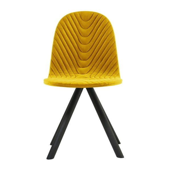 Žlutá židle s černými nohami Iker Mannequin Wave