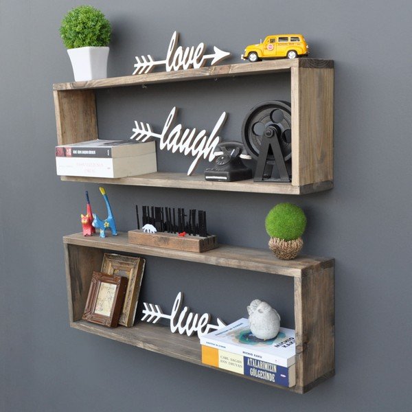 Sada 2 dřevěných polic Rectangle-image-4