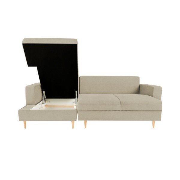 Béžová rohová rozkládací pohovka s lenoškou na levé straně Mazzini Sofas Iris-image-1