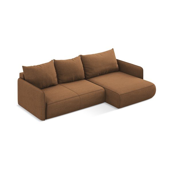 Oranžová rozkládací/s úložným prostorem rohová pohovka (pravý roh) Nanea – Makamii-image-4