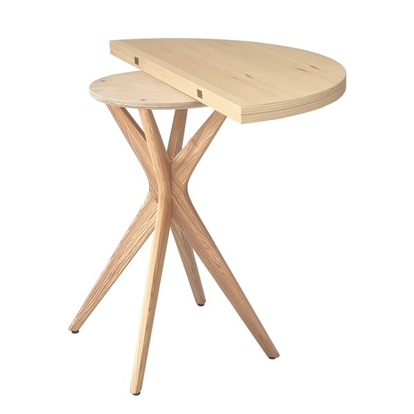 Kulatý rozkládací jídelní stůl s deskou v dekoru jasanového dřeva 45x90 cm Jubi – Ragaba-image-2