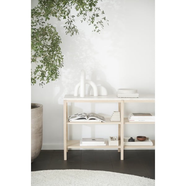 Hnědo-béžový konzolový stolek s deskou z kamene 140x40 cm Orwel - Rowico-image-1