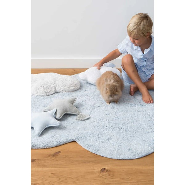 Světle modrý pratelný ručně tkaný bavlněný dětský koberec 70x100 cm Mini Dream – Lorena Canals-image-3