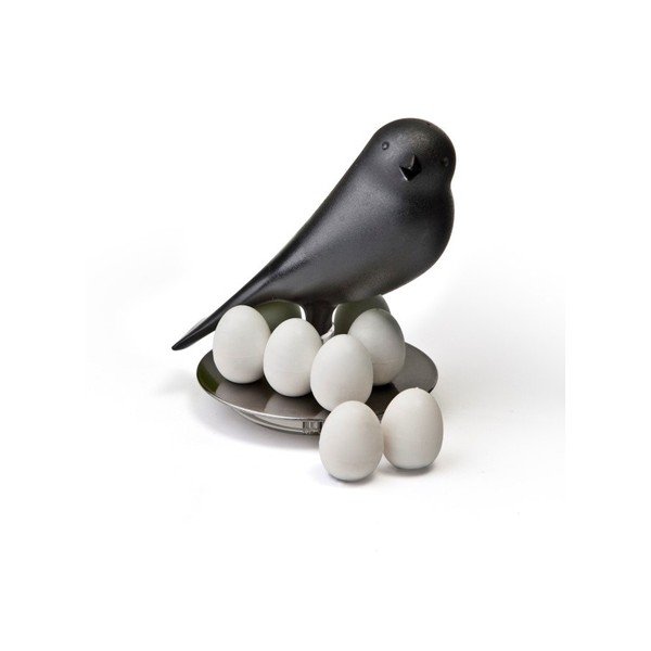 Černý stojánek s magnety Qualy Magnetic Egg Sparrow-image-1